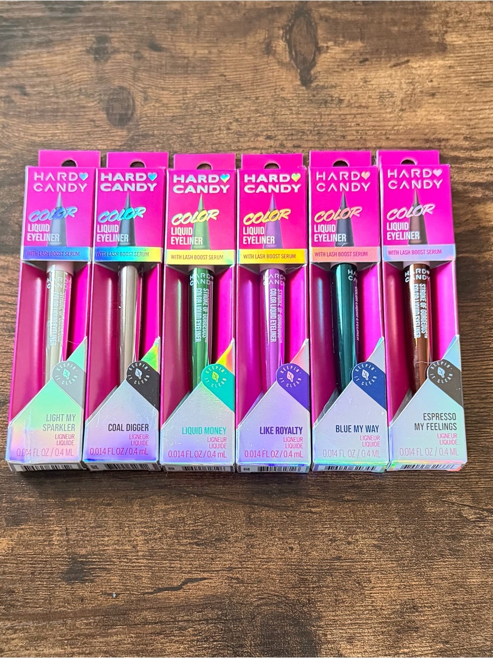 Hard Candy Color Liquid Eyeliner Set - Black, Purple, Blue, Green, Brown, Silver